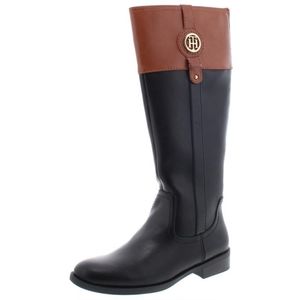 Tommy Hilfiger Women's Imina  Faux Leather Knee High Riding Boots Black 